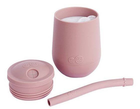 Ezpz Silikonowy Kubeczek Ze Słomką Mini Cup + Straw Training System 120ml Pastelowy Róż