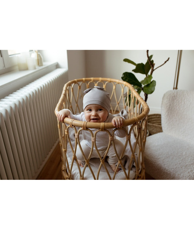 Poofi Czapka z Uszami Rozmiar 68 3-6m Jasny Szary