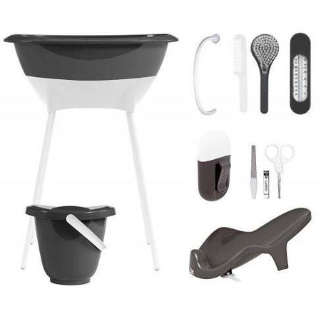 Luma Zestaw Kąpielowy 8 Elementów Wanienka i Akcesoria Dark Grey