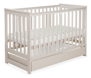 Yoonco Łóżeczko drewniane z szufladą i barierką IWI beż