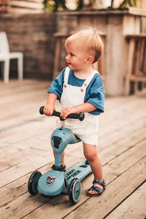 Scootandride Highwaykick 1 Jeździk i Hulajnoga 2w1 1-5 Lat S+ Zestaw Ochraniaczy dla Dzieci XXS Steel