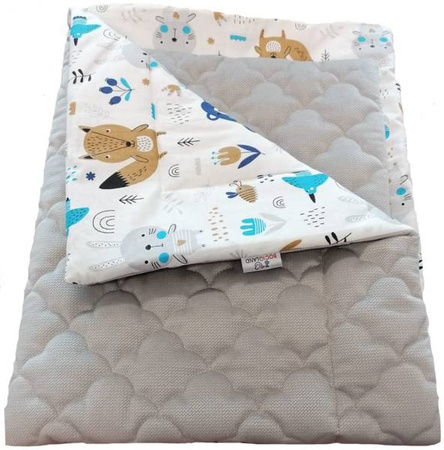 Canpol Babies Kocyk Velvet Z Poduszką Wzór W Leśne Zwierzęta Szary