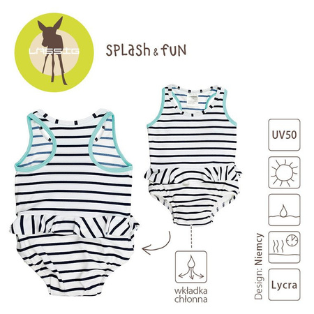 Lassig Kostium do pływania jednocześciowy z wkładką chłonną Sailor navy UV 50+