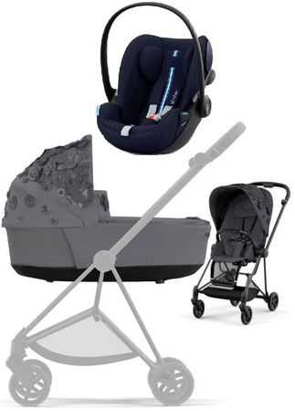 Cybex Mios 3.0 Wózek Głęboko-Spacerowy Dream Grey Simply Flowers + Cybex Cloud G I-Size Fotelik Samochodowy Ocean Blue Plus