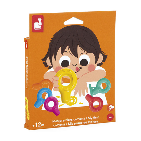 Janod Pierwsze kredki świecowe z uchwytem 6 kolorów 12m+