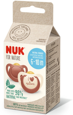 Nuk For Nature Smoczek Uspokajajacy Lateksowy 2 szt 6-18 m pudełko terakota