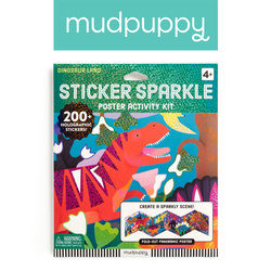 Mudpuppy Zestaw do wyklejania Naklejki holograficzne 200+ szt. z plakatem Kraina dinozaurów  4+