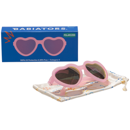 Babiators Heart Frosted Pink Polaryzacja P-HRT503-S Rozmiar 0-2+ Purple Mirrored Lens