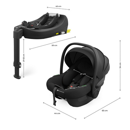 Kinderkraft Zestaw 3w1 Endura Safe Modular System Fotelik Samochodowy 0-36 kg Black