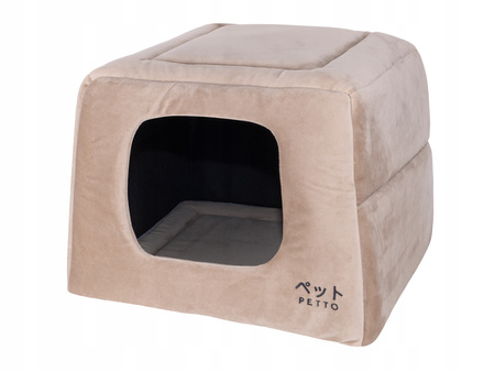 Petto Domek Legowisko 2w1 Uchi Velvet Beżowy