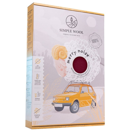 Simple Wool Little Merry 2.0 Wkładka Termoaktywna z Wełny Merino do Fotelika 0-13 kg Bordowa