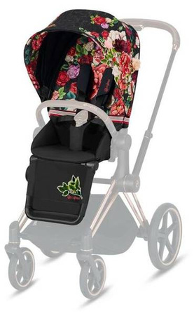 Cybex e-Priam 4.0 Rama ze Stelażem Siedziska + Tapicerka Wózek Spacerowy Spring Blossom Dark