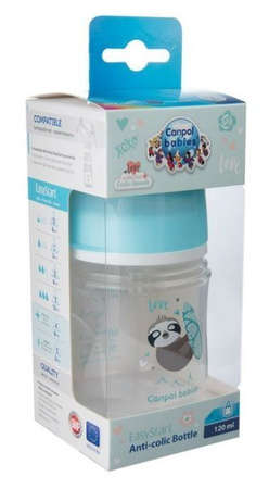 Canpol Babies EasyStart Exotic Animals Butelka Szerokootworowa Antykolkowa 120 ml 35/220_blu Niebieski