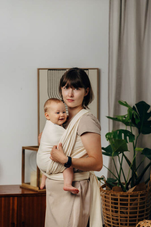 Lennylamb, Chusta do noszenia dzieci, tkana splotem jodełkowym, bawełna - mała jodełka Luce - rozmiar M