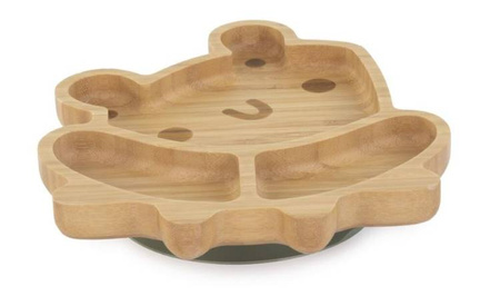 Miniland Eco Friendly Drewniana Miseczka z Przyssawką i Przegródkami Żabka