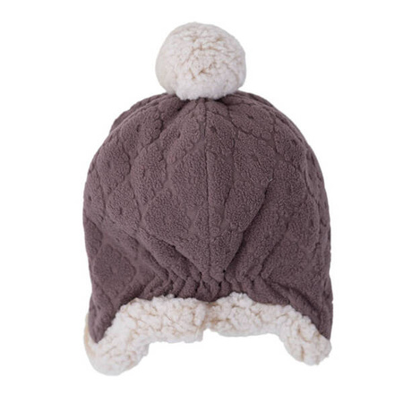 Lodger Fleece Dwuwarstwowa Zimowa Czapeczka z Polaru 6-12 msc Wrzosowa Mauve