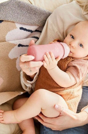 Everyday Baby, Szklana butelka ze smoczkiem M, 240 ml Różowy