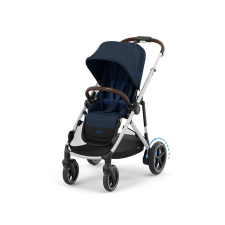 Cybex E-Gazelle S Wspomagany Wózek Spacerowy Bliźniaczy Rama Srebrna Ocean Blue