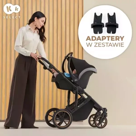 Kinderkraft Prime 2 Wózek Głęboko-Spacerowy + Fotelik Zestaw 3w1 Shadow Grey