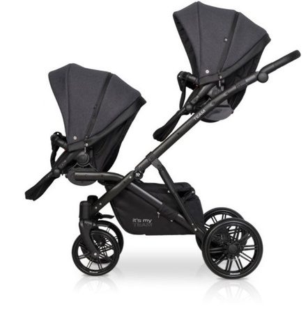 Riko Team Wózek Bliźniaczy Rok Po Roku Głęboko-Spacerowy Anthracite