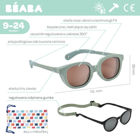 Beaba Okulary przeciwsłoneczne dla dzieci 9-24 miesięcy Lucky - Sage Green
