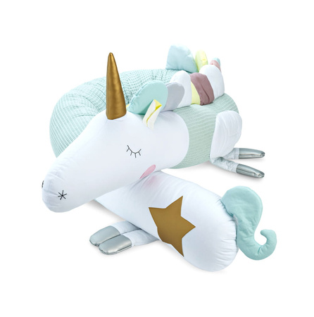 SenLove Poduszka Wałek Ochraniacz do Łóżka Jednorożec Miętowy