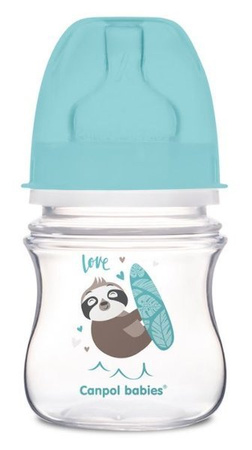 Canpol Babies EasyStart Exotic Animals Butelka Szerokootworowa Antykolkowa 120 ml 35/220_blu Niebieski