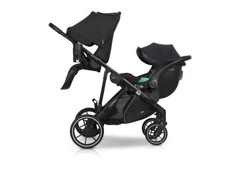 Easy Go Duoflex Wózek Głęboko-Spacerowy Bliźniaczy Rok po Roku Ebony Black 1 Siedzisko 1 Gondola