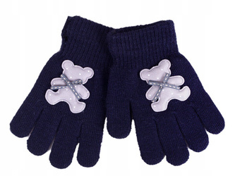 Yoclub! Rękawiczki  Dziewczęce Akrylowe z Aplikacją 3D 14cm