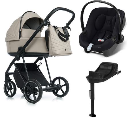 Roan Ivi 2.0 Wózek Głeboko-Spacerowy Sezame + Cybex Aton B2 i-Size Fotelik Samochodowy 0-13kg + Baza One Volcano Black