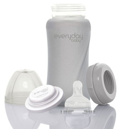 Everyday Baby, Szklana butelka ze smoczkiem M, 240 ml Szary