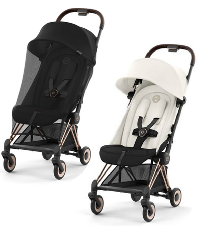 Cybex Coya Wóżek Spacerowy Rama Rosegold Off White + Cybex Coya Moskitiera Black