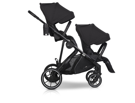 Easy Go Duoflex Wózek Głęboko-Spacerowy Bliźniaczy Rok po Roku Ebony Black 2 Siedziska 2 Gondole