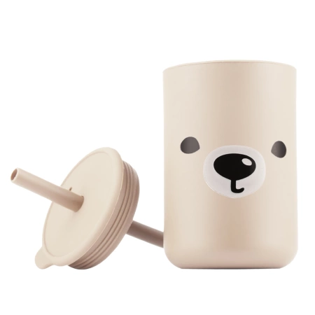 Kidnort Retter Mjölk SIlikonowy Kubek ze Słomką Beżowy