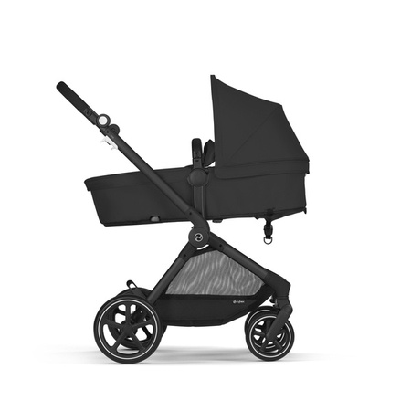 Cybex Eos Basic 3w1 Wózek Głęboko-Spacerowy Rama Czarna + Adaptery + Fotelik Aton B2 I-Size Moon Black + Baza One + Materac do Gondoli