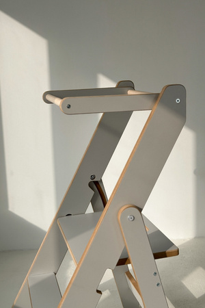 Baby Wood Kitchen Helper Składany Szary