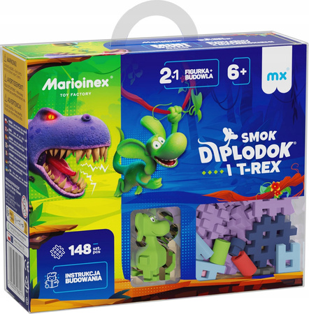 Marioinex Marioinex Wafle Mini Smok Diplodok i T-Rex klocki konstrukcyjne 148 el