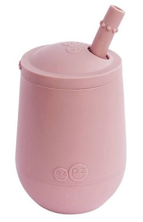 Ezpz Silikonowy Kubeczek Ze Słomką Mini Cup + Straw Training System 120ml Pastelowy Róż
