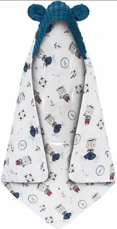 Bonjour Cherie Bambusowy Kocyk Do Fotelika Samochodowego z Minky 90x90cm Marynarz