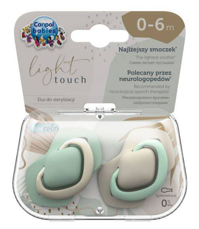 Canpol Babies Smoczek Silikonowy 0-6 mcy Symetryczny Pure Color 2 szt 22/655 Beige