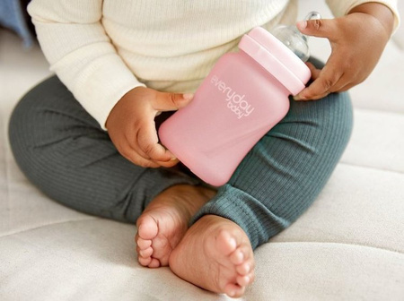 Everyday Baby, Szklana butelka ze smoczkiem S, 150 ml Różowy