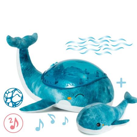 Cloud B Tranquil Whale Blue Family Lampka z Projekcją i Grzechotką Wieloryb Niebieski