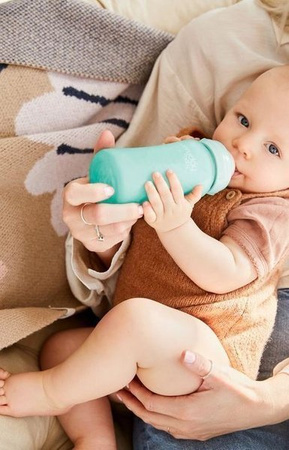 Everyday Baby, Szklana butelka ze smoczkiem M, 240 ml Miętowy