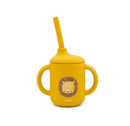 Sassi Kubek silikonowy z rurką dla dzieci Lew