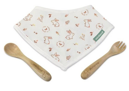 Miniland Zestaw Ekologicznych Sztućców z Serwetką Eco-Friendly Królik
