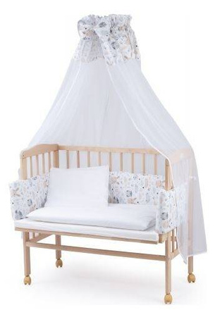 Waldin Łóżeczko Dostawne 2w1 z Wyposażeniem P8 Natural / Sówki