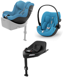 Cybex Sirona G I-Size Fotelik 0-20kg Plus Beach Blue + Cybex Cloud G I-Size Fotelik 0-13kg Plus Beach Blue + Cybex Baza G Black	