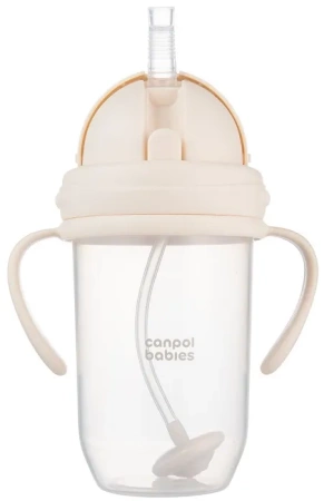 Canpol Babies - Kubek Niekapek Z Rurką I Odważnikiem 270 ML Beżowy