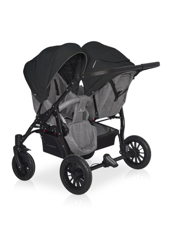 Riko Basic Saxo Wózek Bliźniaczy Głęboko-Spacerowy 04 Onyx