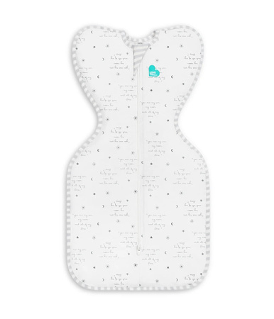 Love To Dream Swaddle Up Otulacz - rozmiar S - biały, kosmos i napisy ETAP1 - 0.2 TOG Original